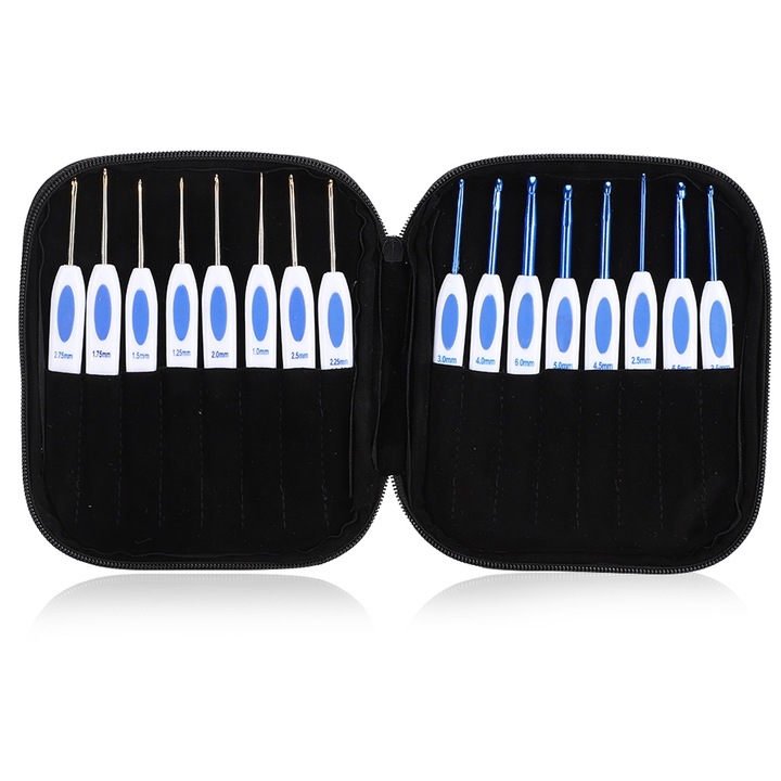 17 db-os kötőeszköz készlet, Jormftte, alumínium/porcelán, 10x15cm, többszínű