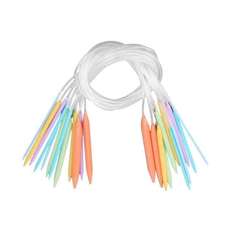 Jormftte 12 db-os kötőtű készlet, műanyag, többszínű, 80 cm