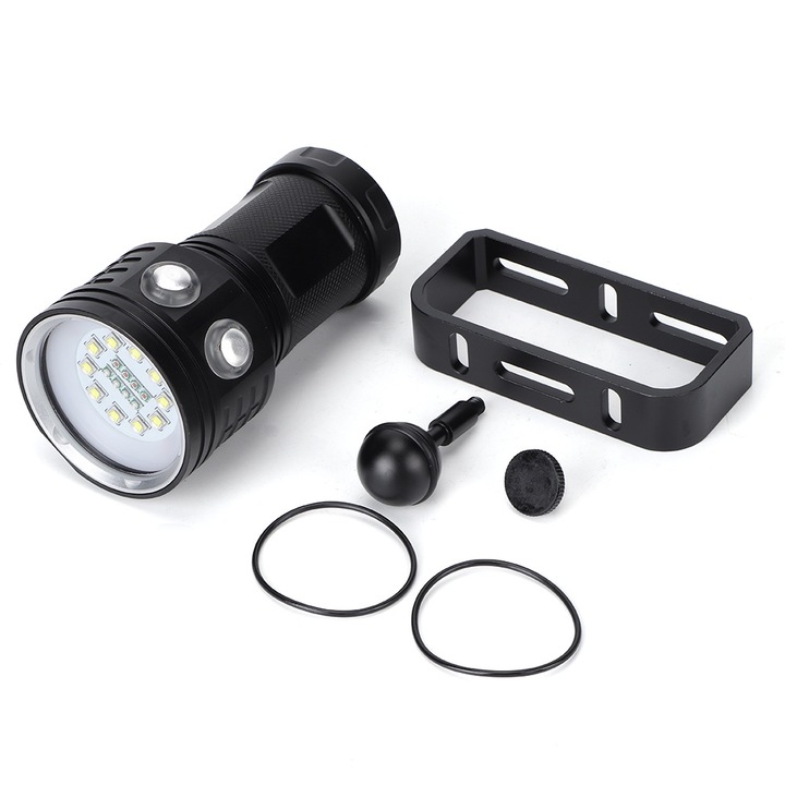 LED фенер за гмуркане, IP68, 80м дълбочина, 3 режима на светене, 502g