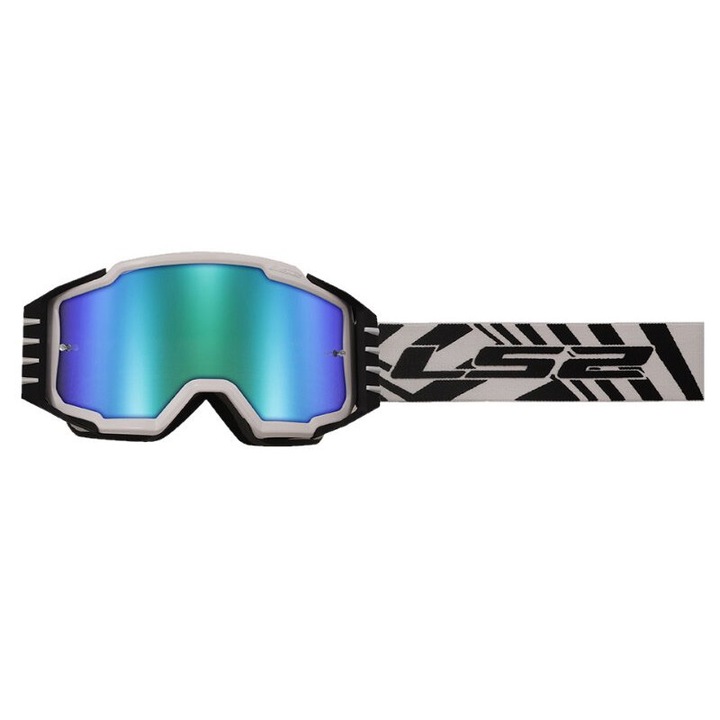 Очила за крос/ендуро/атв LS2, огледална леща, цвят бял/черен