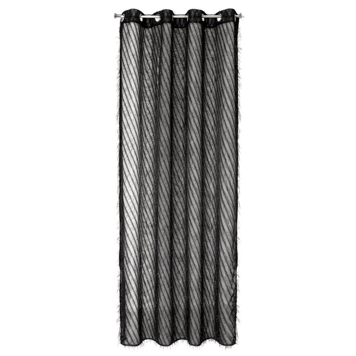 Laurel modern fekete függöny mohair díszítéssel Fekete 140x250 cm