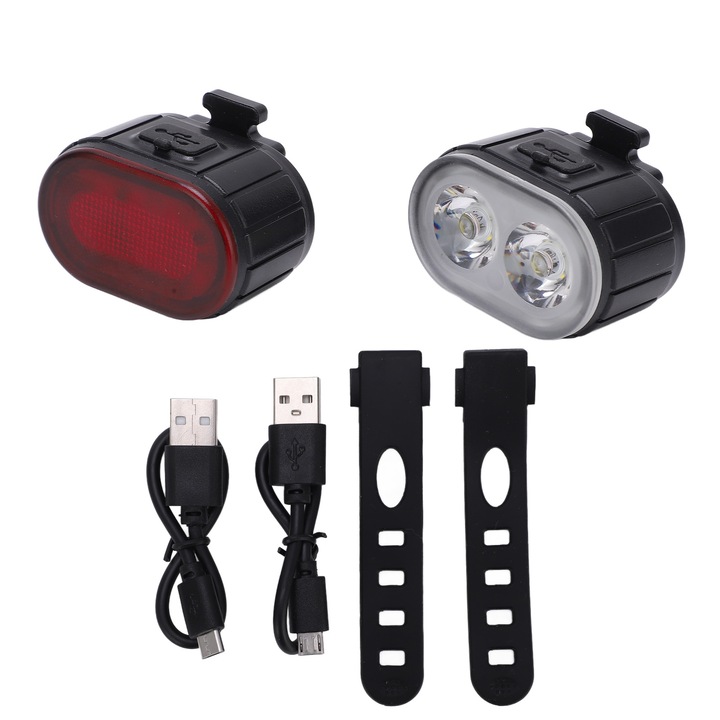 Комплект светлини за велосипед Enforose, фар и стоп, 4 режима, 350mAh, 230mAh, многоцветни