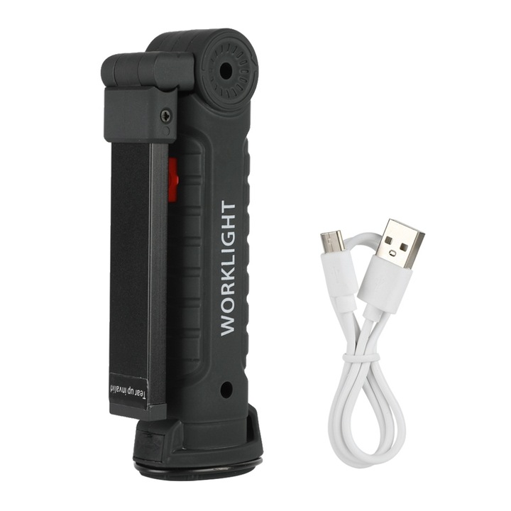 Сгъваема LED работна светлина, Mmgoqqt, въртящ се на 360° дизайн, с магнит, USB зареждане, за къмпинг, спешни случаи