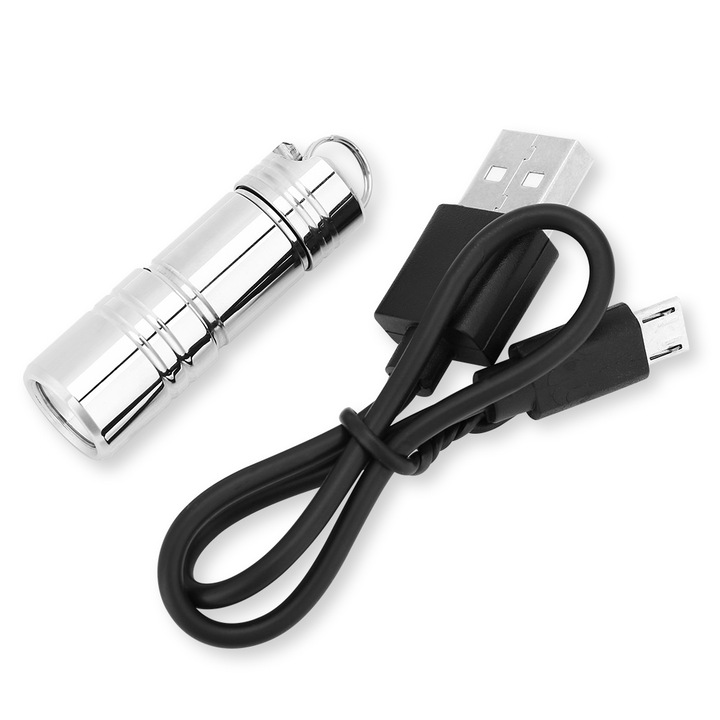 LED фенер, преносим, Jormftte, 100lm, неръждаема стомана, USB