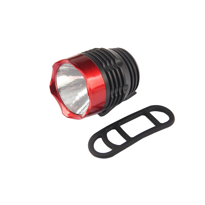 LED kerékpár első lámpa, vízálló, fekete-piros, kompakt