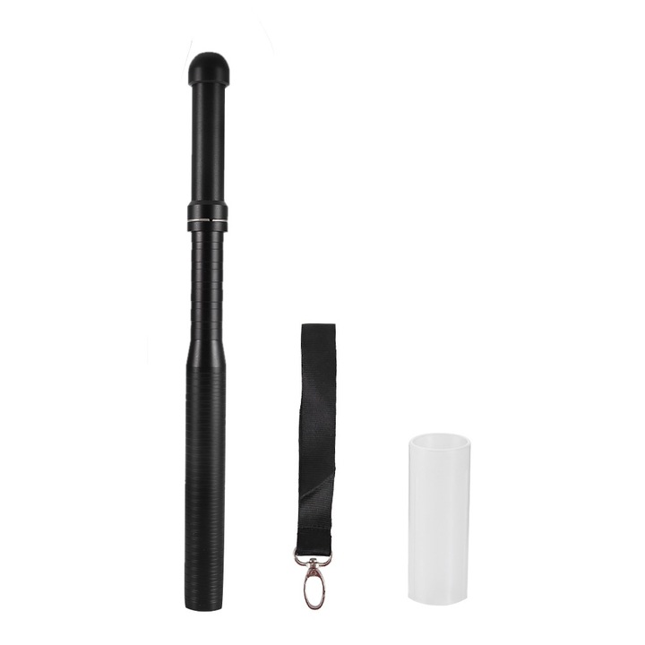 Jormftte alumíniumötvözet zseblámpa, buzogány alakú kialakítás, fényes LED, 460x33x32mm, fekete