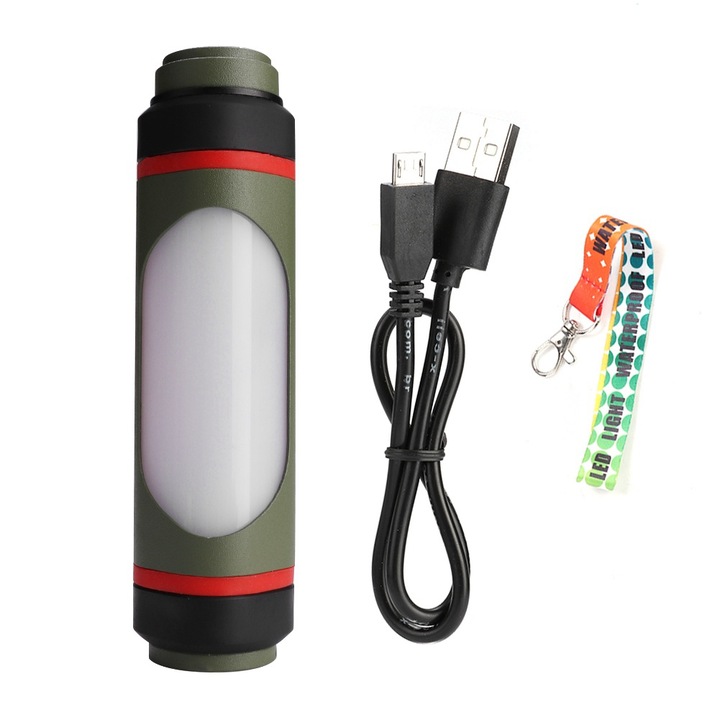 USB-töltős LED lámpa, vízálló sátorlámpa sürgősségi kempingezéshez, 16,5 cm