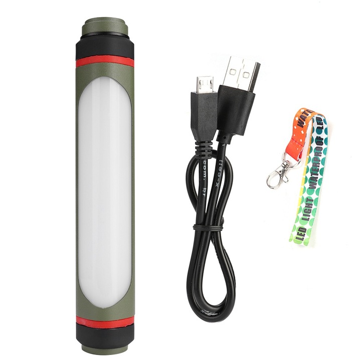 LED lámpa USB töltéssel, vízálló sátorlámpa sürgősségi kempingezéshez, 24,5 cm