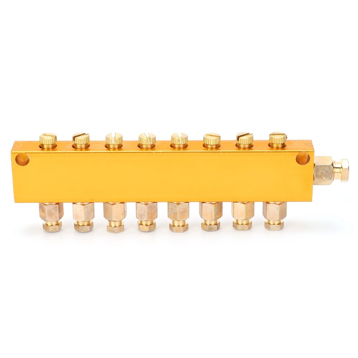 Разпределител на масло, Регулируеми тръби от неръждаема стомана, B-бутален сепаратор, 1 Вход 8 Изхода