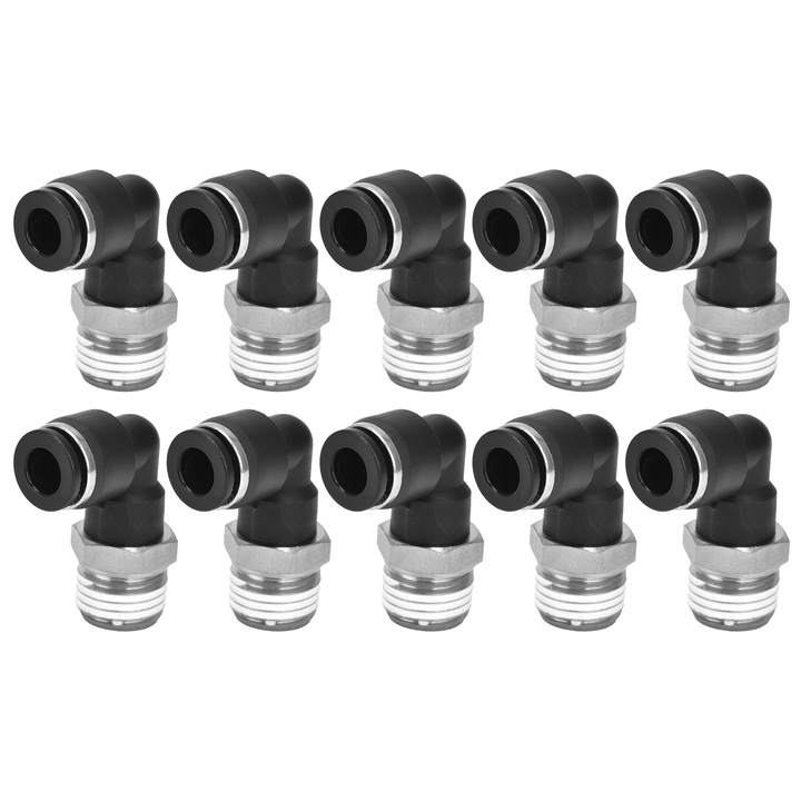 Set 10Pcs Conectori Pneumatici, Mmgoqqt, Forma Unghi Drept, Filet Extern