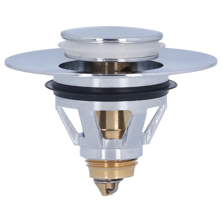 Сифон за мивка Enforose, неръждаема стомана и месинг, противоплъзгащ, устойчив на ръжда, 62 мм диаметър, комплект 1x сифон + 1x гумена лента