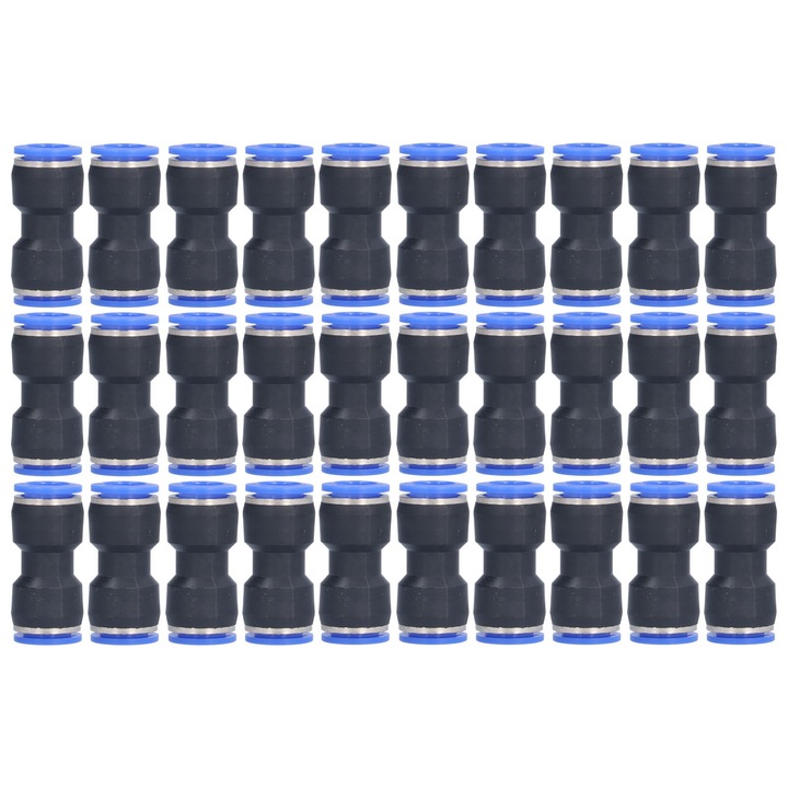 Conector pneumatic drept set 30 buc, Enforose, otel inoxidabil, rezin, 12x14mm
