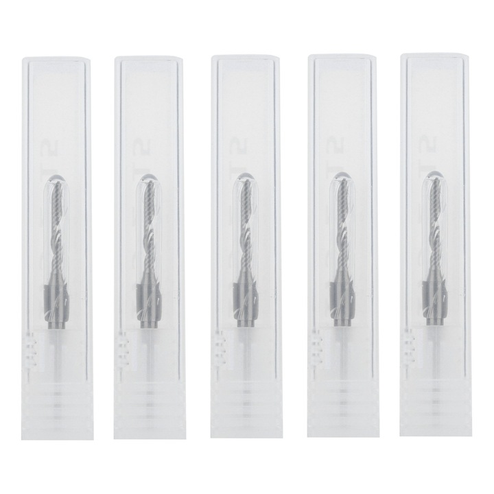 Set 5 bucati freze CNC din otel tungsten, 3.175x2x15mm, pentru masina de gravat