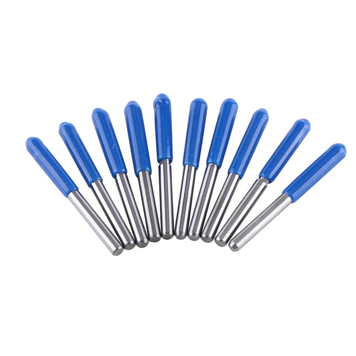 Set 10 freze CNC 3.175mm, Enforose, tungsten carbide, pentru gravare MDF, PVC, acrilic