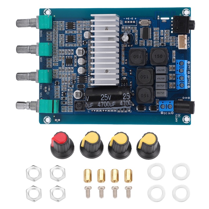Bluetooth усилвател TPA3116D2, Mmgoqqt, 50W + 50W, DC 12-24V захранване, компактен дизайн