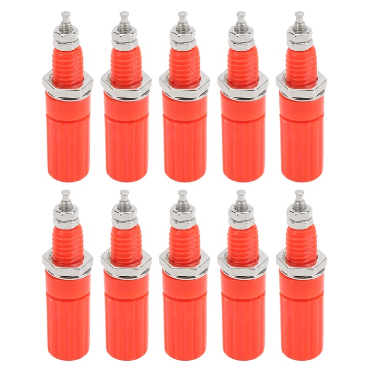 Комплект 10 бр. бананови щекери 4 мм M3, Enforose, винтов панелен контакт, клеми за електронно оборудване