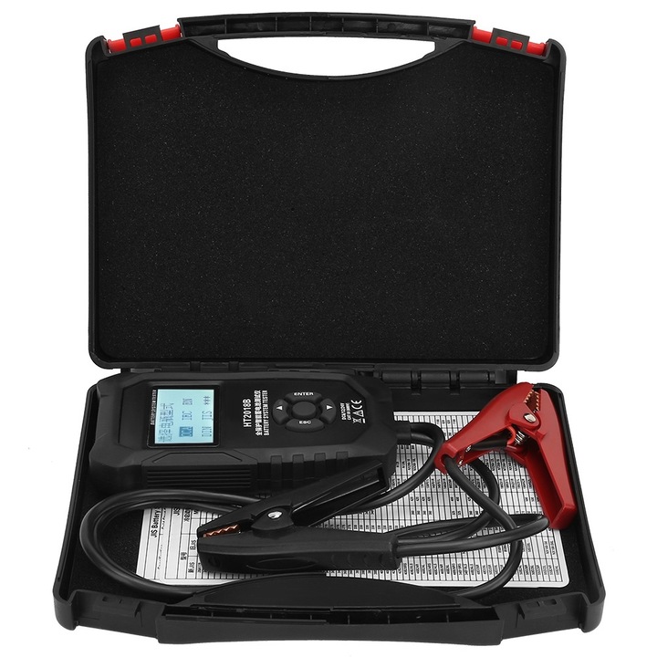 Цифров тестер за автомобилни акумулатори Enforose HT2018B 6V/12V/24V, тестване на капацитет, LCD, пълен комплект
