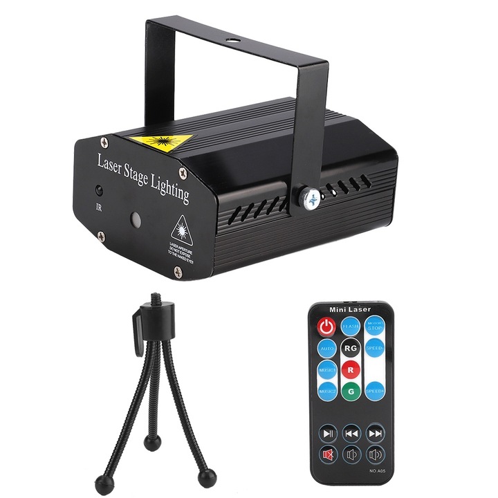 Mini LED vetítő lámpa, Jormftte, 4 az 1-ben színek, zene/auto/villogó módok, 10.5x9x5cm