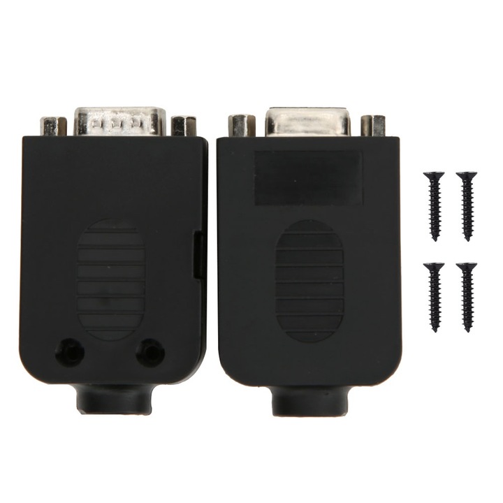 Conector terminal DB9, Enforose, 2 bucati, 9 pini, tip piulita, negru, 5.7x3.4x2cm