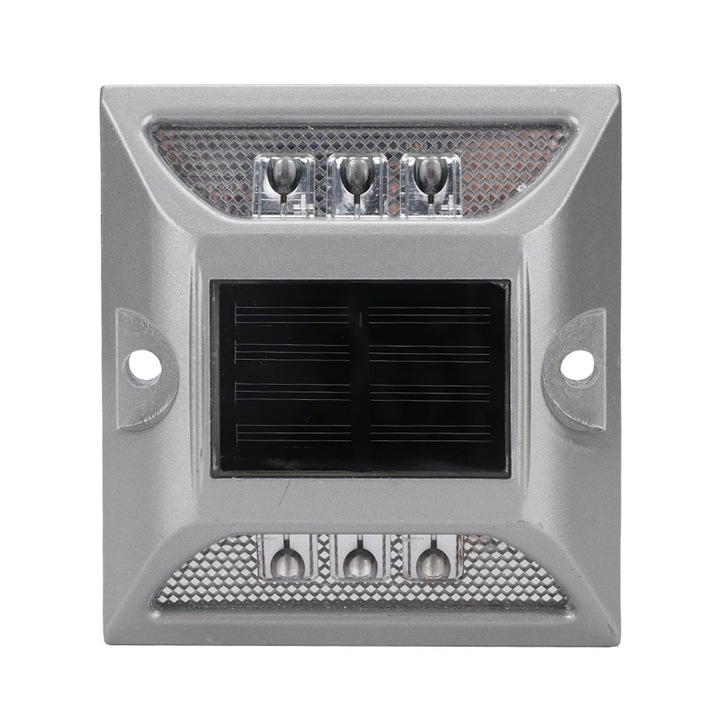 Lampa solara Bizaical, aluminiu, 6 LED, impermeabila, galbena, 11.8x11.8x1cm