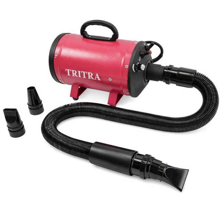 Uscator de par pentru caini si pisici, Sofiator Tritra BS, 2200 W, 3 pozitii, furtun extensibil, diametru 4 cm, 2 duze, Roz