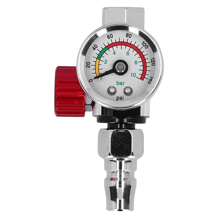 Regulator presiune aer pentru pistol vopsit, Mmgoqqt, 0-140psi/0-10bar, inox, argintiu