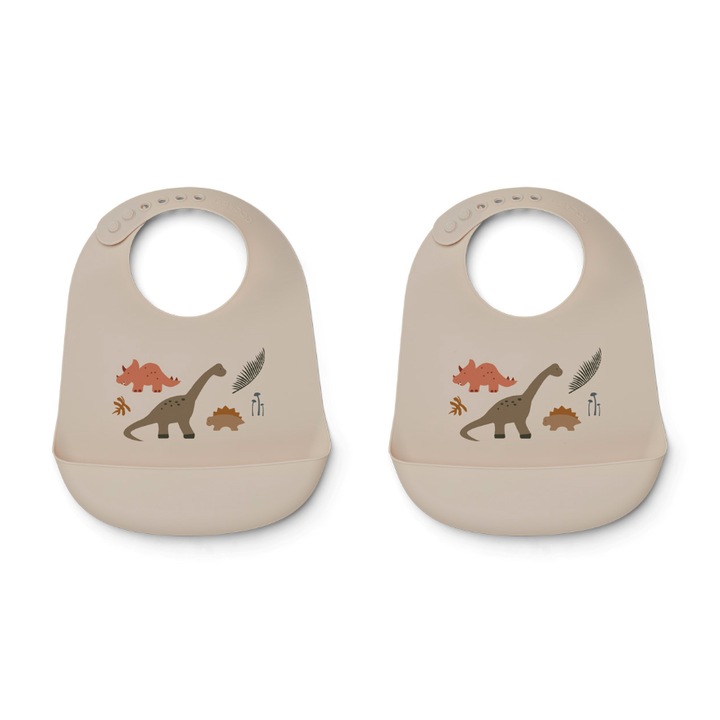 Set 2 bavete pentru bebelusi Liewood, Silicon, Bej