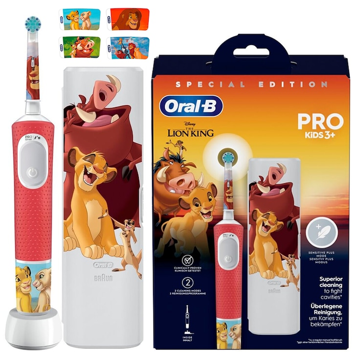 Oral-B Vitality Pro 103 Lion King elektromos fogkefe + tok, piros