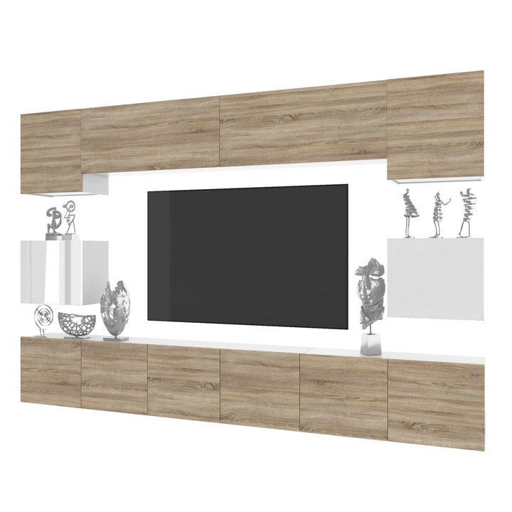 Unitate de perete MIL 3 Mobilier living Suport TV Stejar Sonoma Belini