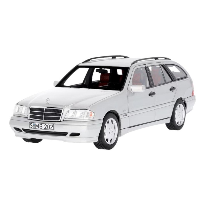 Modell autó Mercedes W202 C200 Kombi, méretarány 1:18, ezüst, limitált kiadás
