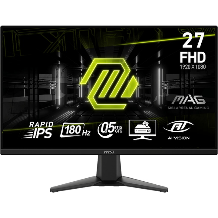 MSI MAG 275F játékmonitor, IPS, 27 hüvelykes, Full HD, 1920 x 1080, Displayport, HDMI, 180 Hz, 0,5 ms, fekete