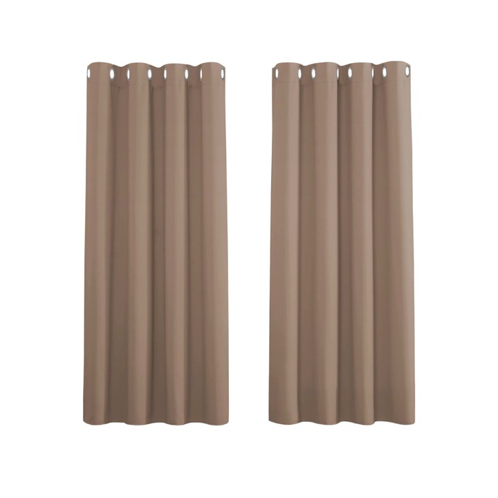 Perdele cu Inele Metalice, 115 x 141 cm, Opace, Blackout, pentru Intunecarea camerei, Protectie termica si lumina, Set 2 bucati, Maro
