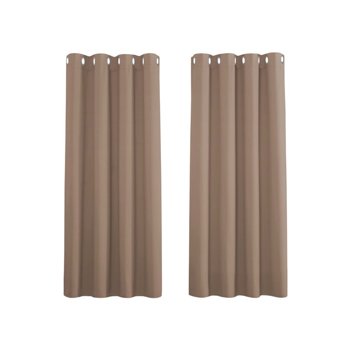 Függöny fémgyűrűkkel, 115 x 141 cm, átlátszatlan, sötétítő, szoba elsötétítésére, hővédelem és fény, 2 darabos készlet, barna