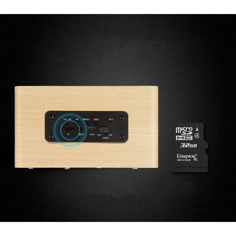 Bar difuzor, lemn, conectivitate Bluetooth, suport pentru card TF, iesire AUX, sunet de inalta fidelitate, incarcare USB, durata lunga de viata a bateriei, galben
