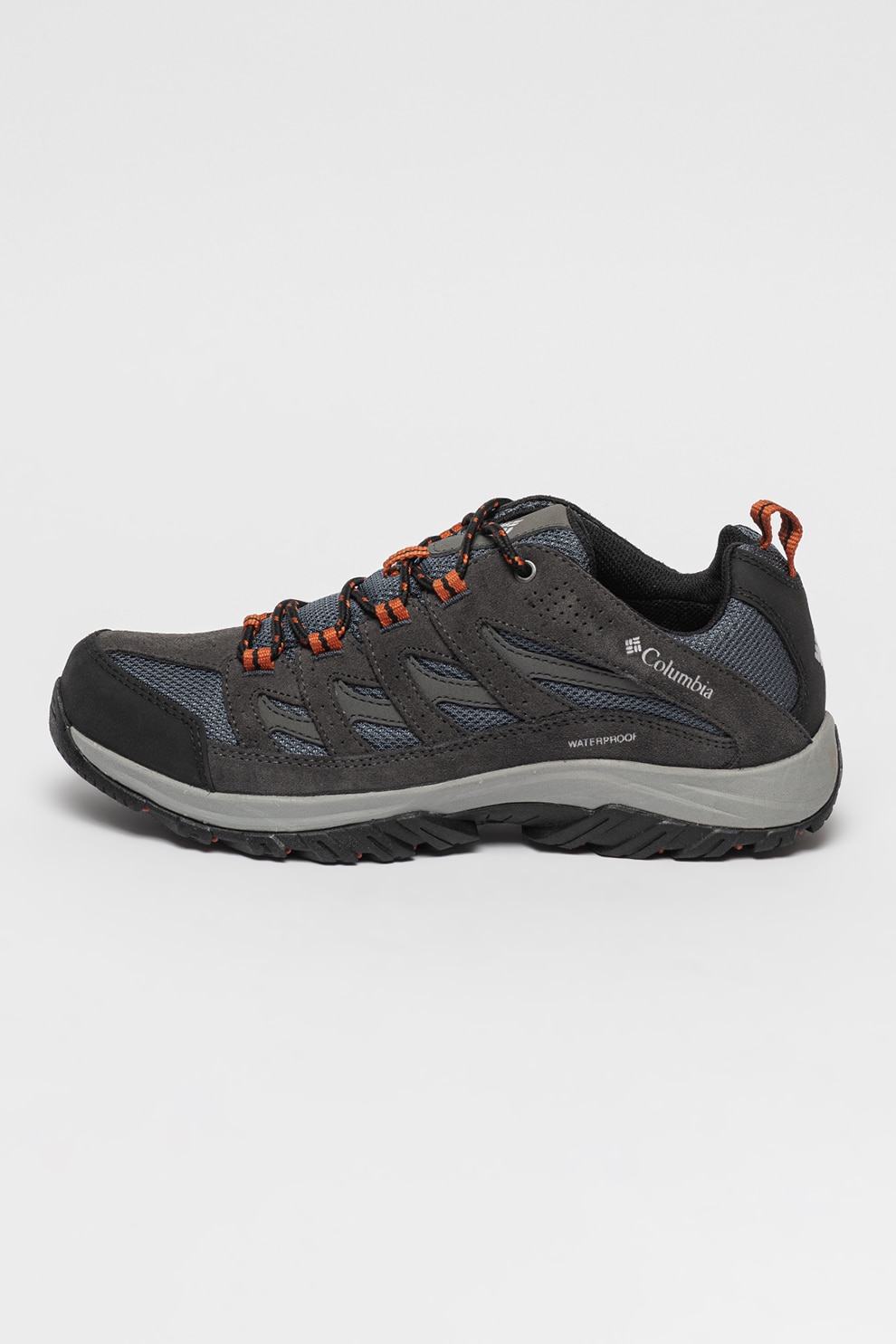 Columbia, Pantofi impermeabili cu garnituri de piele intoarsa pentru trekking Crestwood, Albastru prafuit, Gri inchis, 9