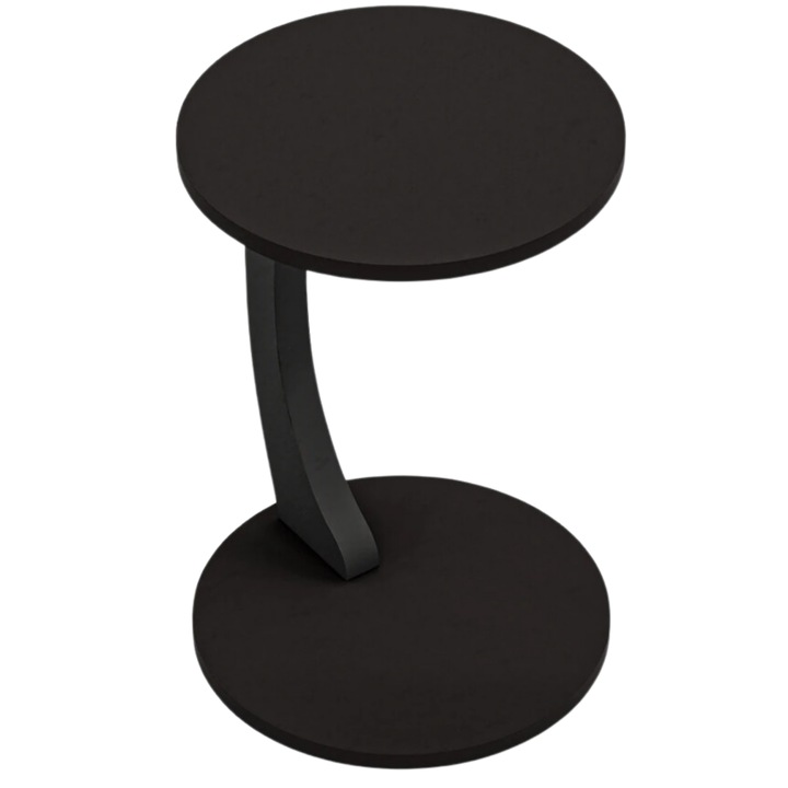 Masa laterala tip C, InterGo, PAL, 38x38 cm, Negru