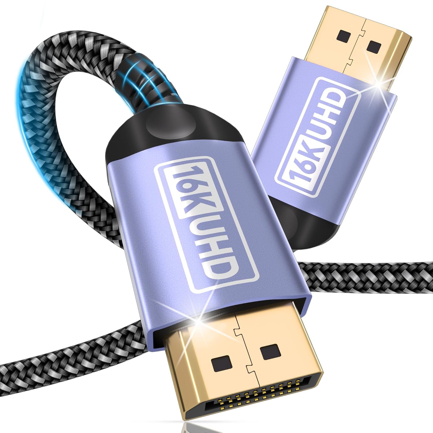 Cavo DisplayPort 2.1 3 Metri, 80 Gbps, 16K@60Hz, 8K@120Hz, 4K@240Hz, HDR, DSC 1.2a, FreeSync/G-Sync, Per PC E Monitor Gaming