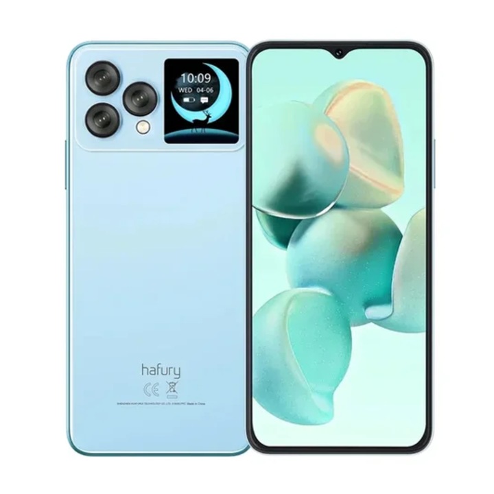 Mobiltelefon Cubot Hafury V1, kék, 4G, 6.583" FHD+, 16GB RAM (8GB+ 8GB bővíthető), 256GB ROM, Android 13, MT8788V/WA, nyolcmagos, 64MP+32MP, SIM, NFC, OTG, ujjlenyomat, 435hmA