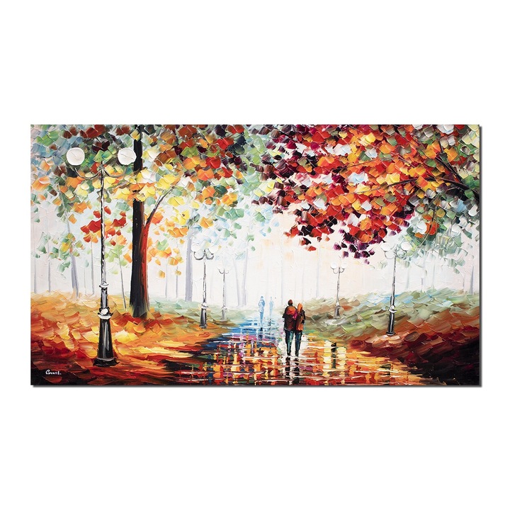 Tablou gigant pictat manual dormitor, living, Impreuna pe aleea vietii, 120x70cm ulei pe panza in cutit efect 3D