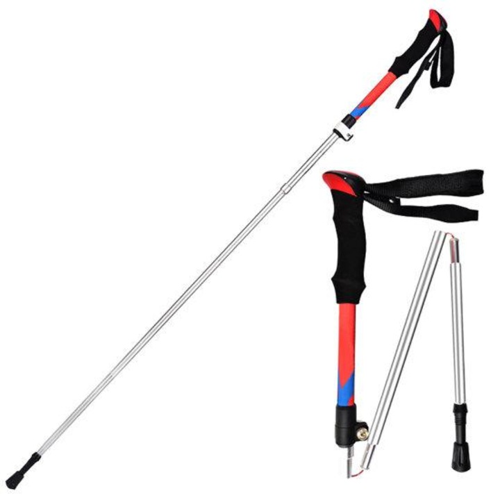Trekking bot, Zola, állítható hossz 107-127 cm, alumínium, piros
