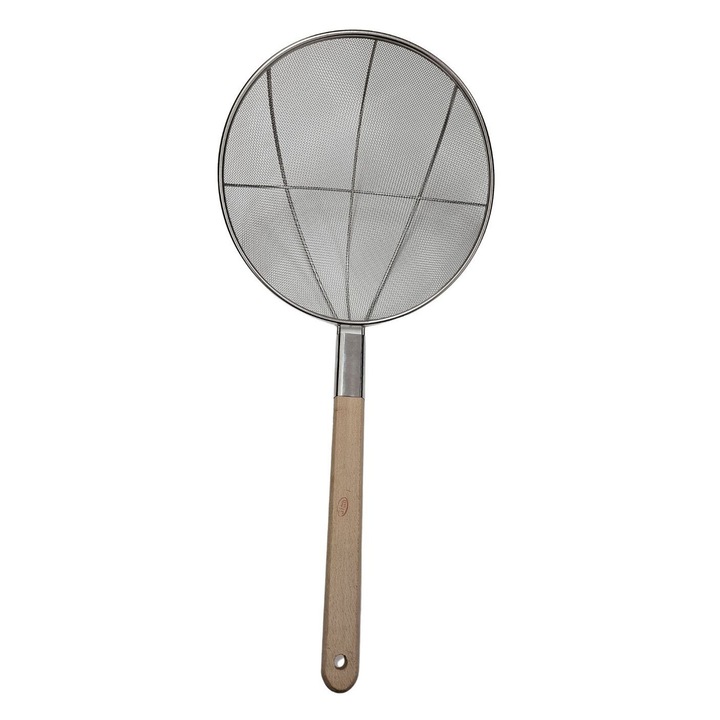 Strecurator din inox, diametru 30cm, cu maner lemn, HoReCa