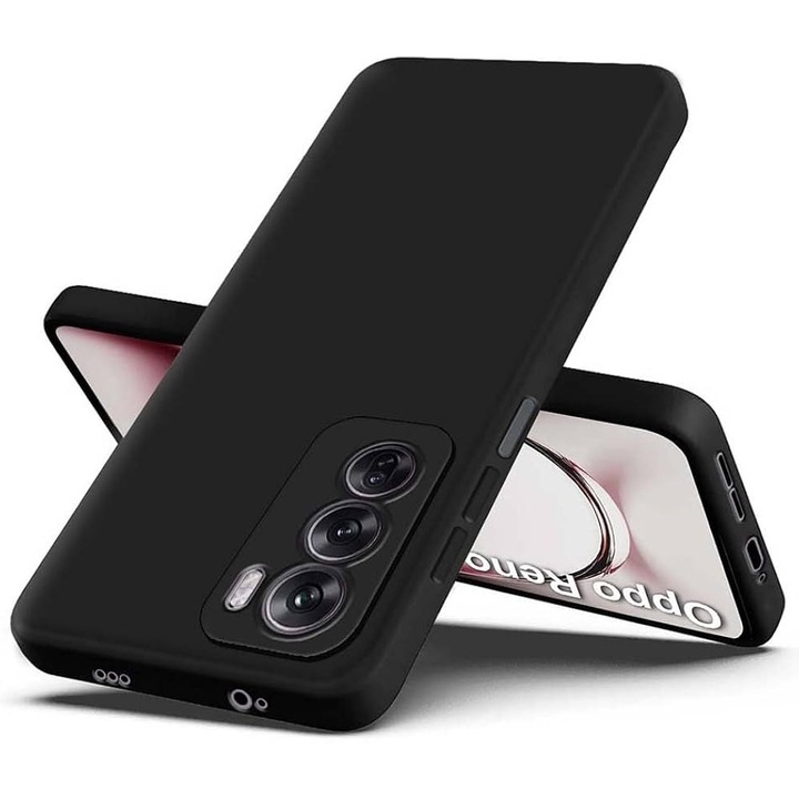 BestCase® Husa Premium Silicon, Compatibila Cu OPPO Reno12 Pro 5G, 1.2MM Slim, Microfibra in interior, Antisoc, Rezistent la socuri, Protectie Camera, Negru