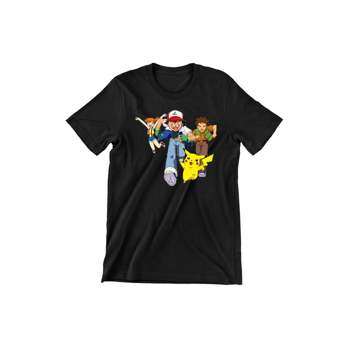 Мъжка тениска Prestige-Boutique, Pokemon, Ash and friends, черна, L