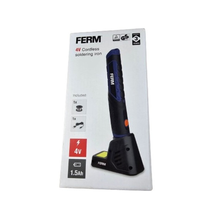 Ferm forrasztópisztoly, 4V, 1,5Ah, LED-del, kék, szett