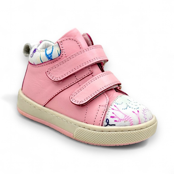 Ghete piele casual Kidopo Easy Step, Roz alb