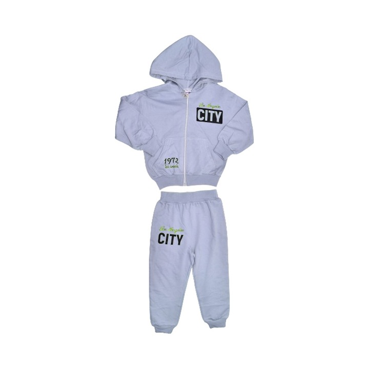 Compleu 2 piese pantaloni lungi si jacheta cu fermoar pentru baieti Mini Junior COMP-3640, Gri 111312
