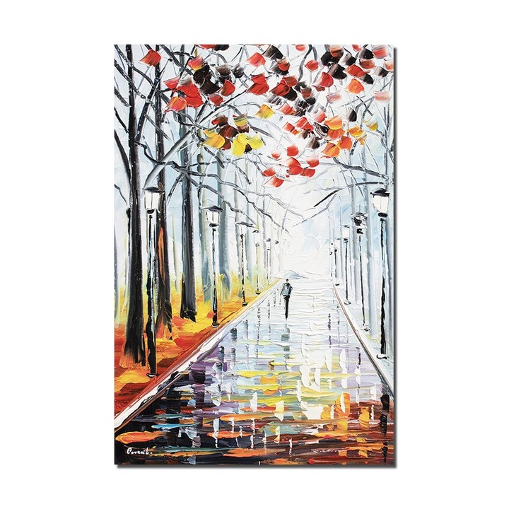 Tablou pictat manual living, dormitor, hol, Pe drumul meu, 60x40cm ulei in cutit efect 3D
