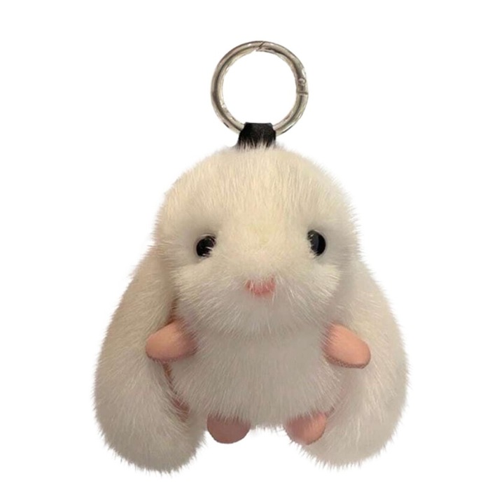 Kulcstartó, Edibazzar, Nyuszi mintás, Poliészter, 10 cm, Fehér