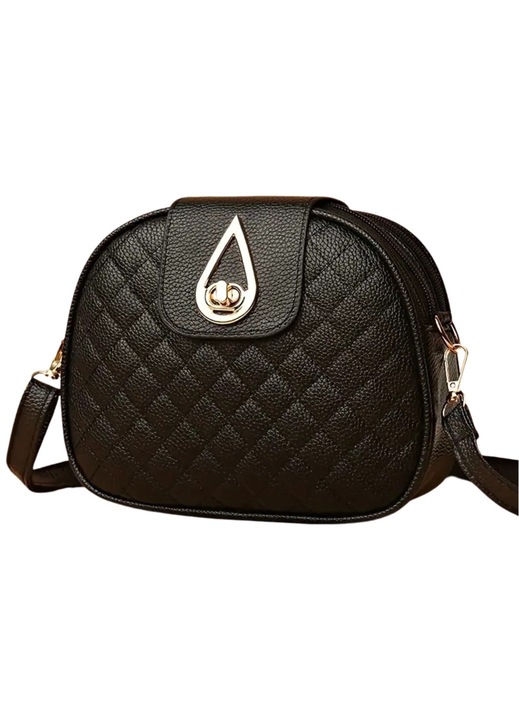 Geanta de dama Edibazzar, Casual, pikowana, negru, 18x21x7cm