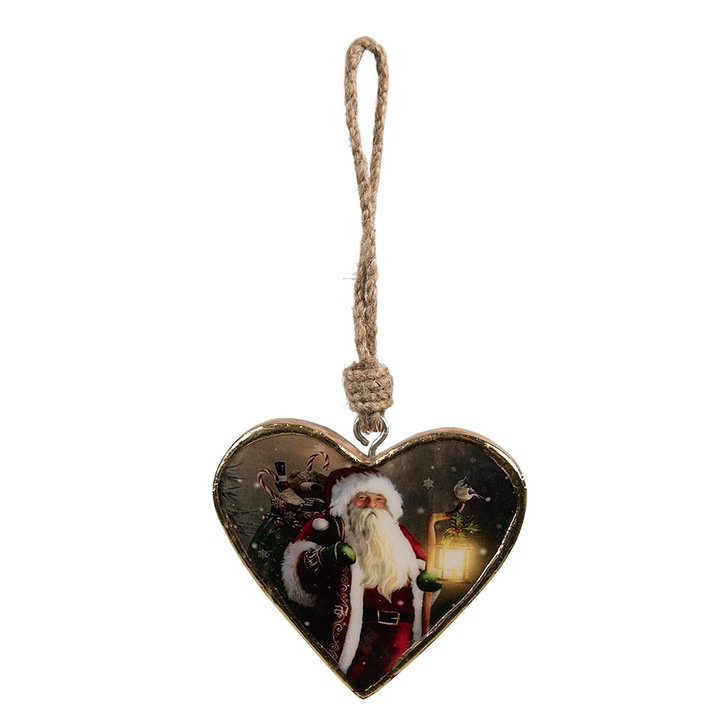 Set 6 ornamente brad Craciun lemn textil 13x2x13 cm